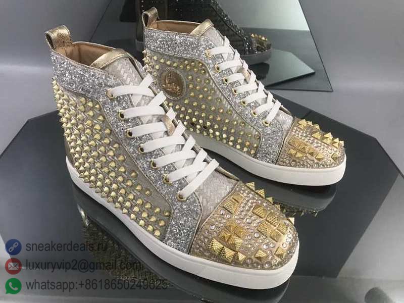 CHRISTIAN LOUBOUTIN UNISEX HIGH SNEAKERS SILVER GOLD D8010334